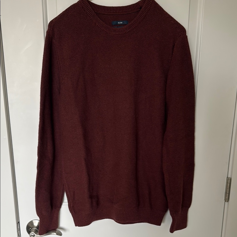 Men’s Prana North Loop Crewneck Woven Maroon Sweater